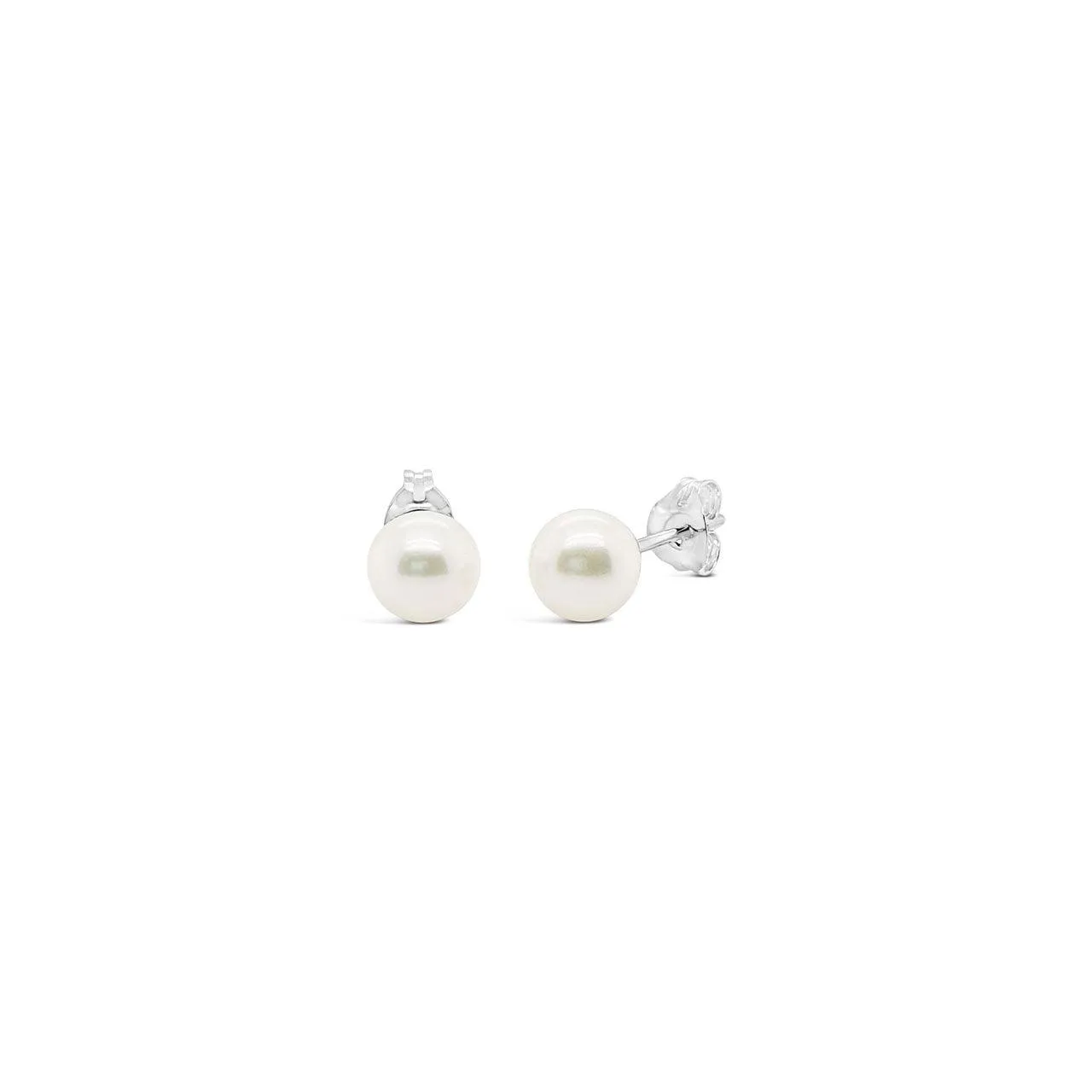 Sterling Silver 7-7.5mm Round Natural Fresh Water Stud Earrings