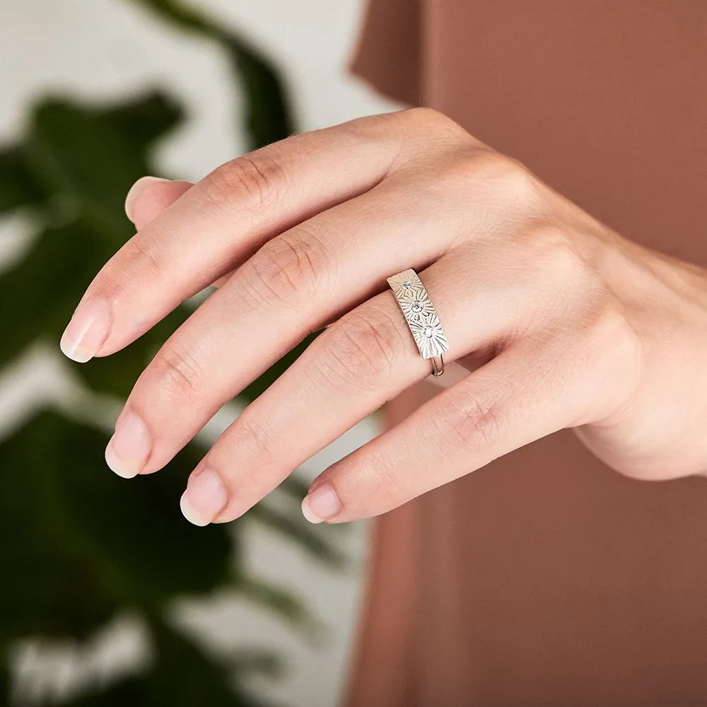 Sterling Silver and Diamond Nova Ring