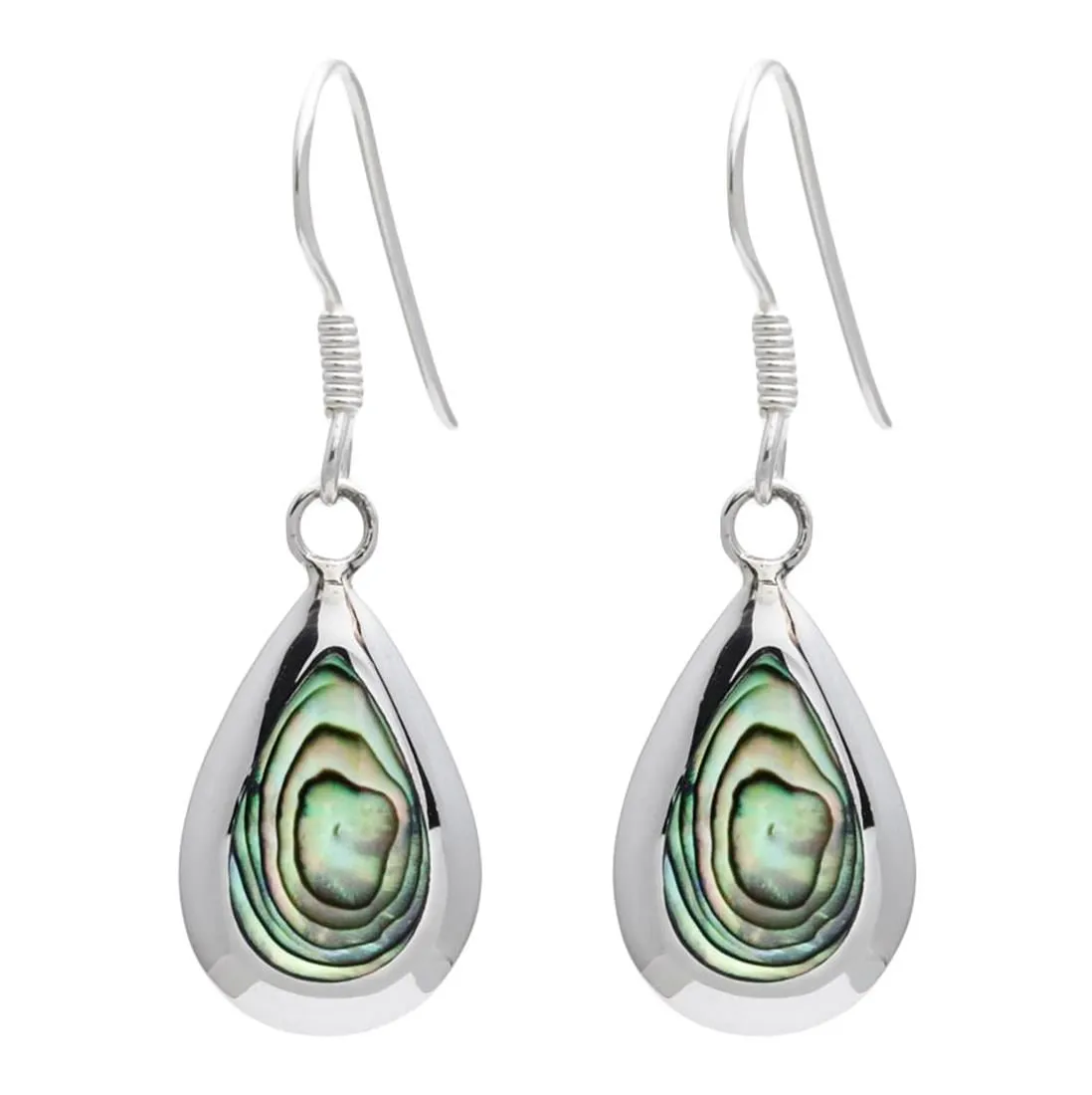 Sterling Silver Teardrop Abalone Shell Drop Earrings - Pear-Shaped Design