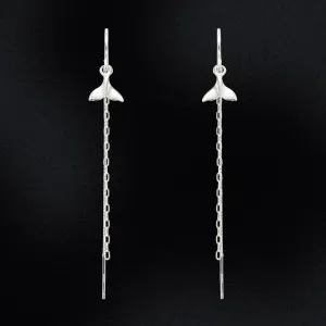 Sterling Silver Whale Tail Thread Earrings