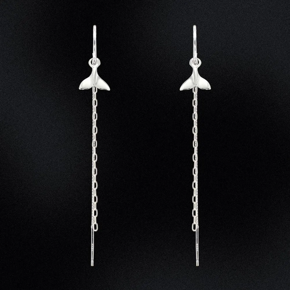 Sterling Silver Whale Tail Thread Earrings