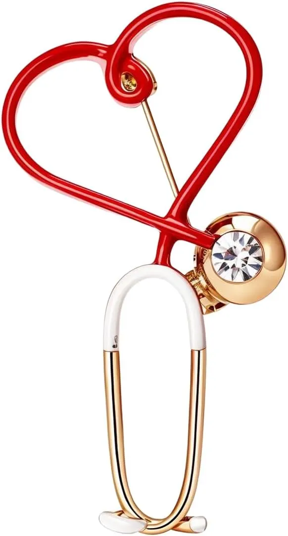 Stethoscope Brooch Pin Rhinestones Stethoscope Brooches Gift for Nurses Doctor
