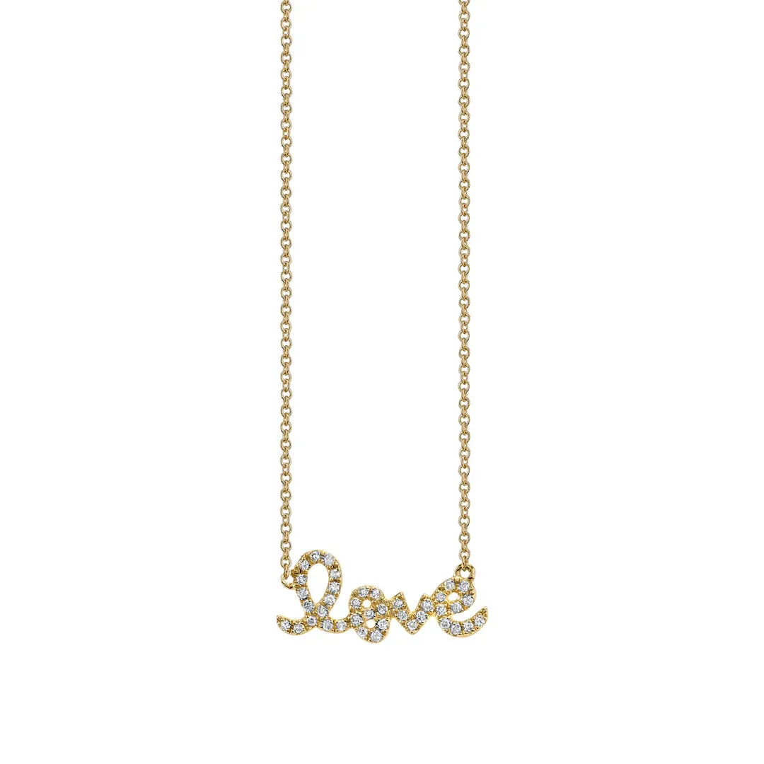 Sydney Evan Small Gold & Diamond Small Love Necklace