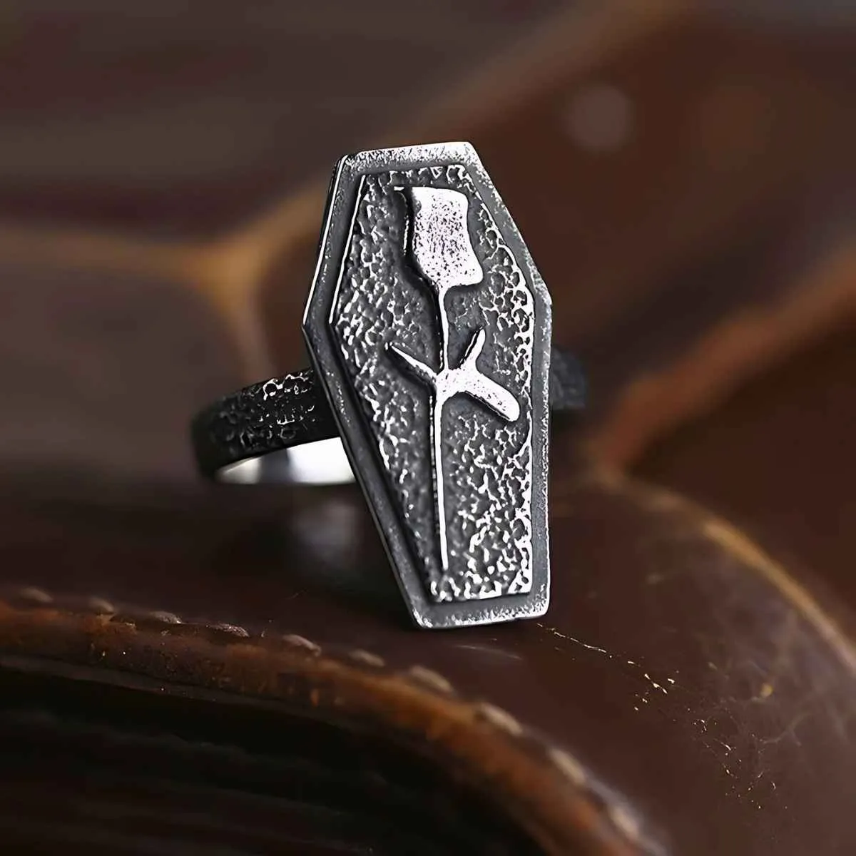Textured Rose Coffin Ring
