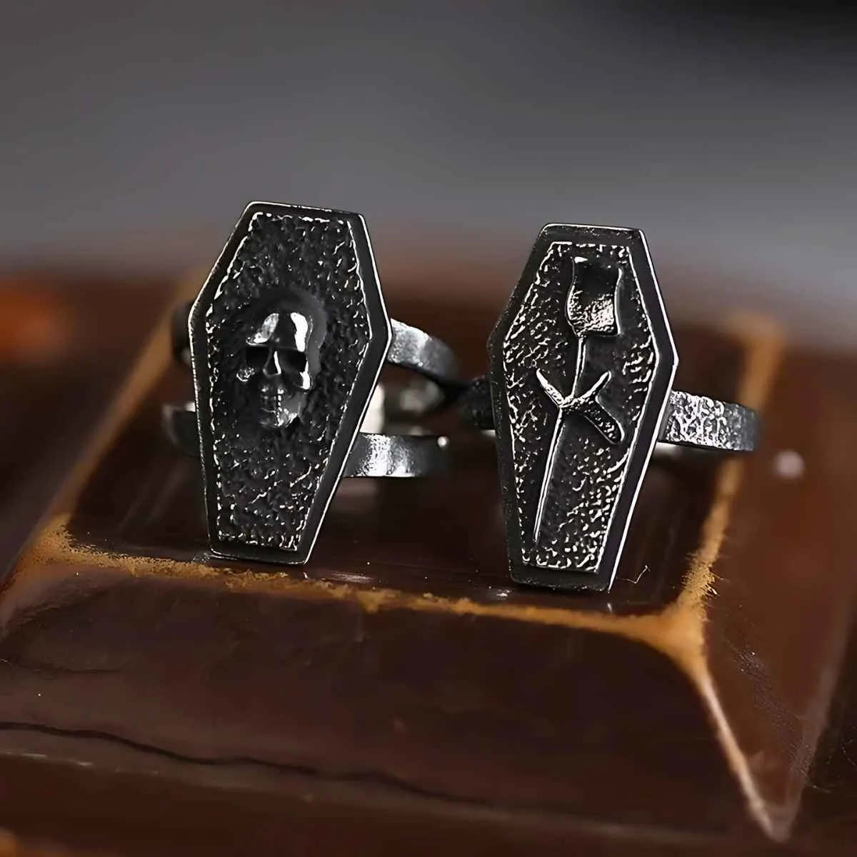 Textured Rose Coffin Ring