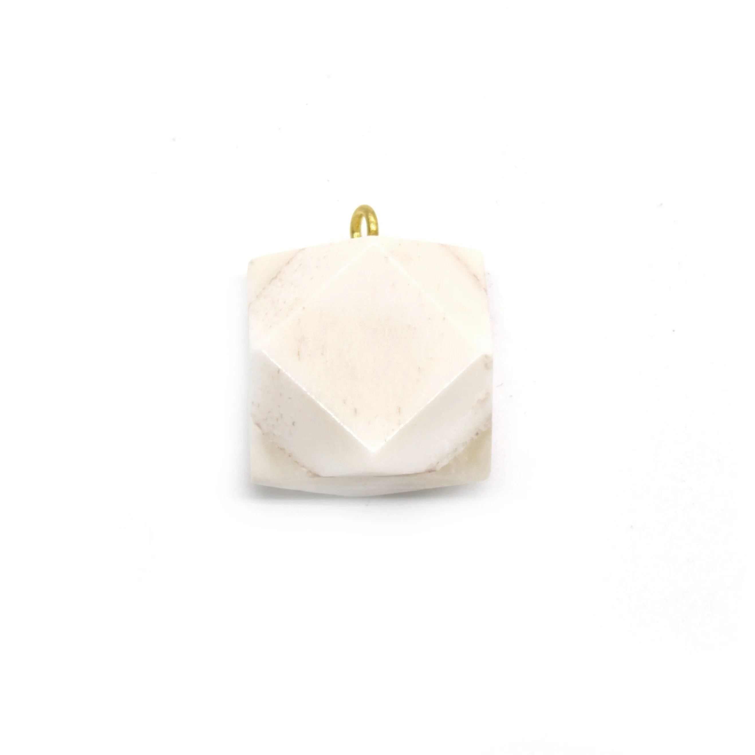 Thick Faceted Square Ox Bone Pendants | 22mm x 22mm | White and Brown Pendants