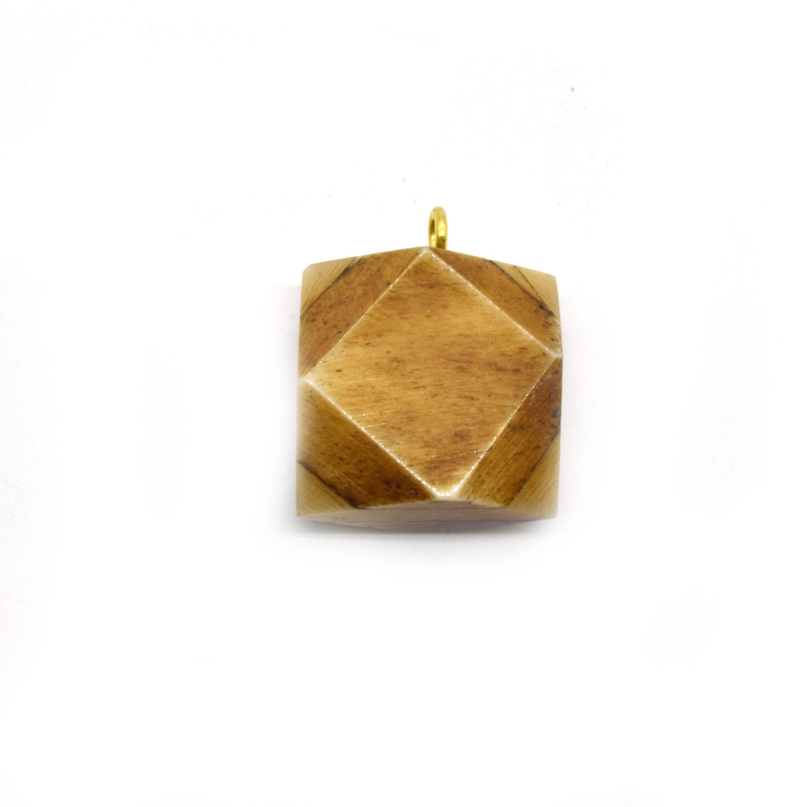Thick Faceted Square Ox Bone Pendants | 22mm x 22mm | White and Brown Pendants