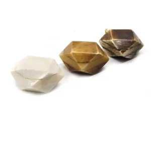 Thick Faceted Square Ox Bone Pendants | 22mm x 22mm | White and Brown Pendants