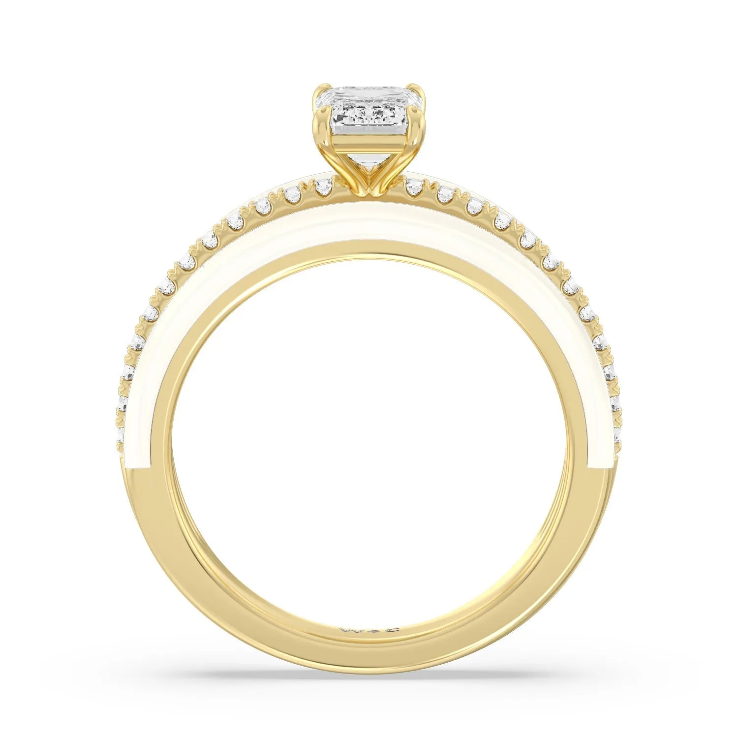 Three Layer Diamond Ring in Ceramic