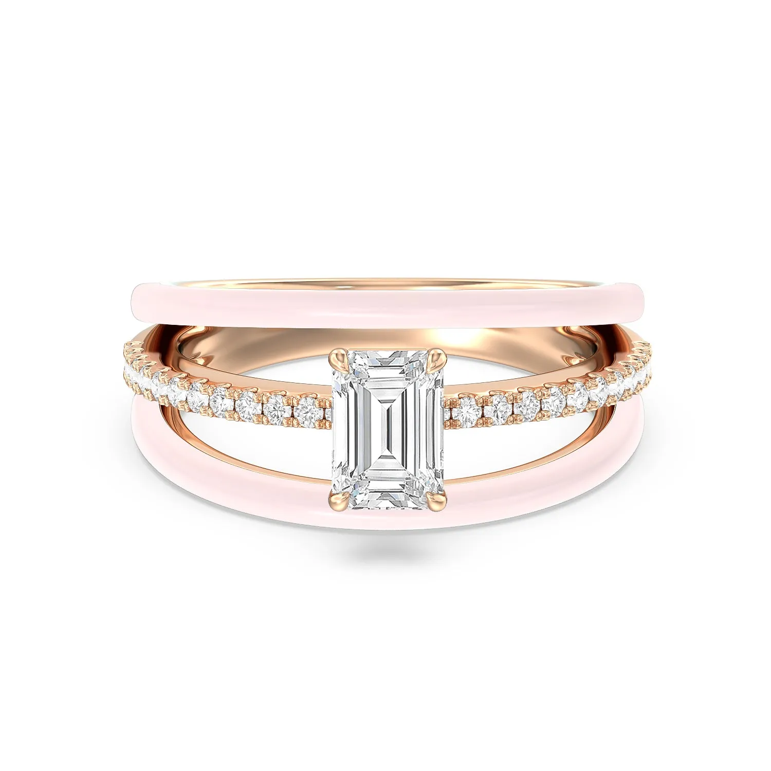 Three Layer Diamond Ring in Ceramic