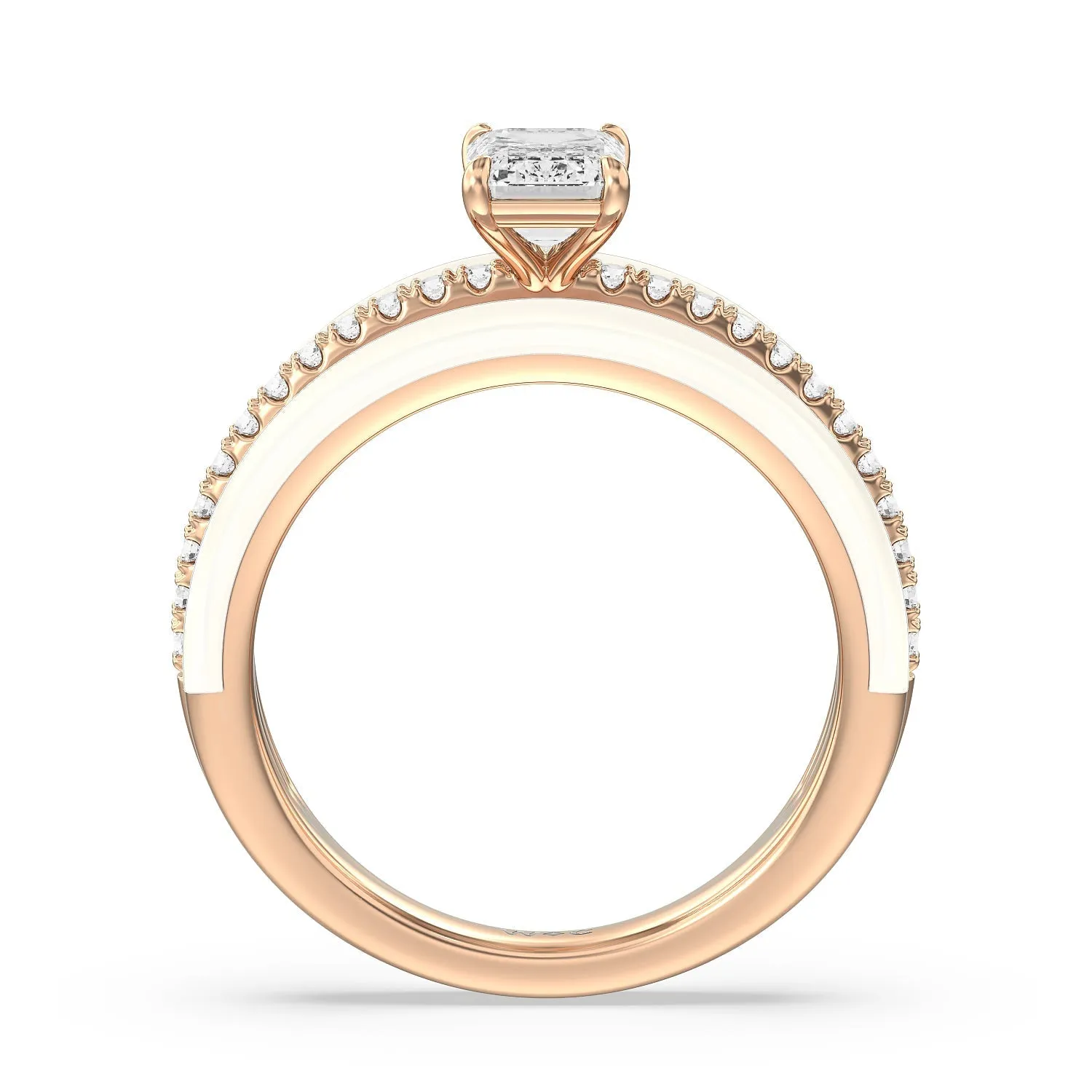 Three Layer Diamond Ring in Ceramic
