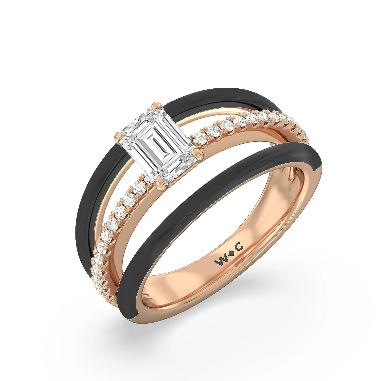 Three Layer Diamond Ring in Ceramic