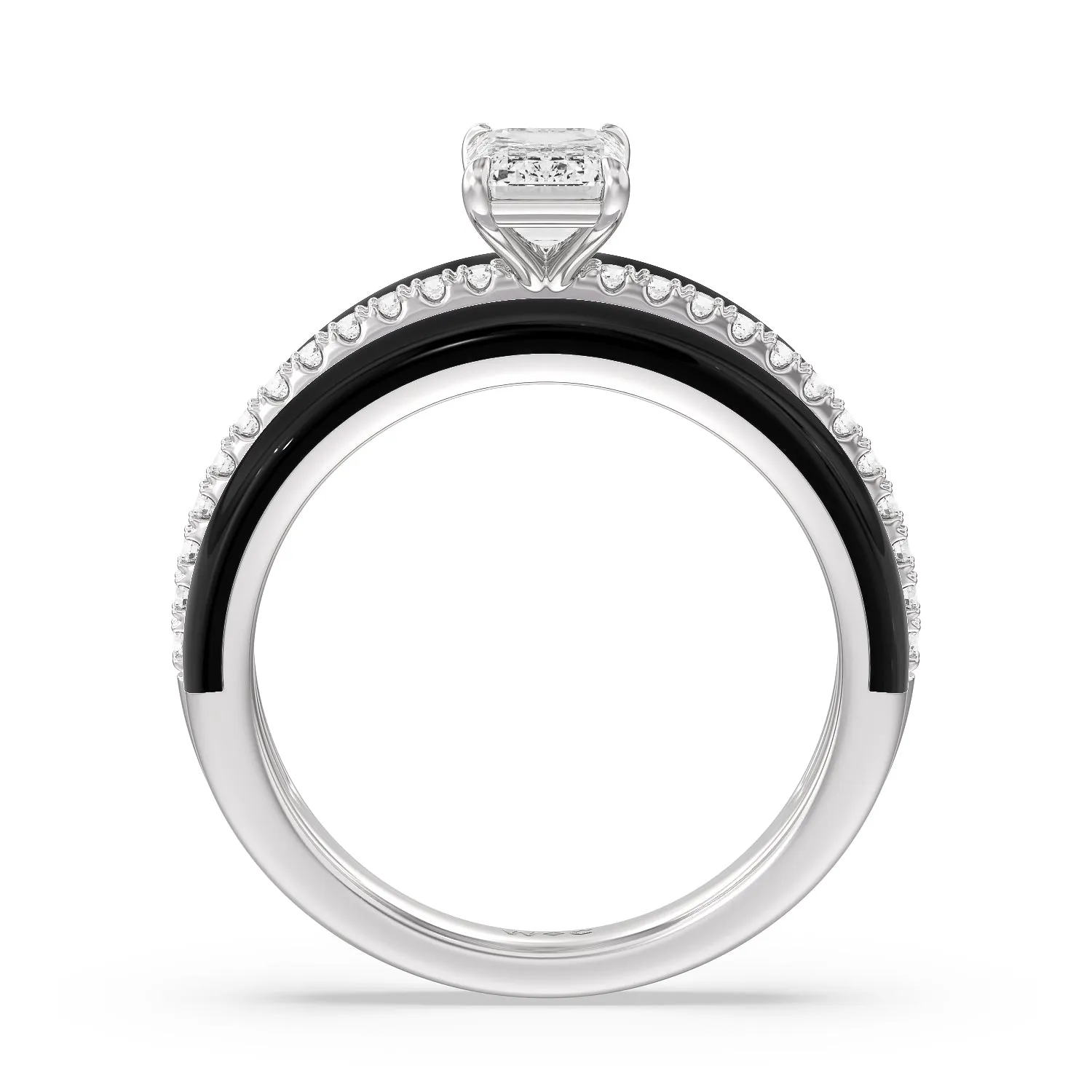 Three Layer Diamond Ring in Ceramic