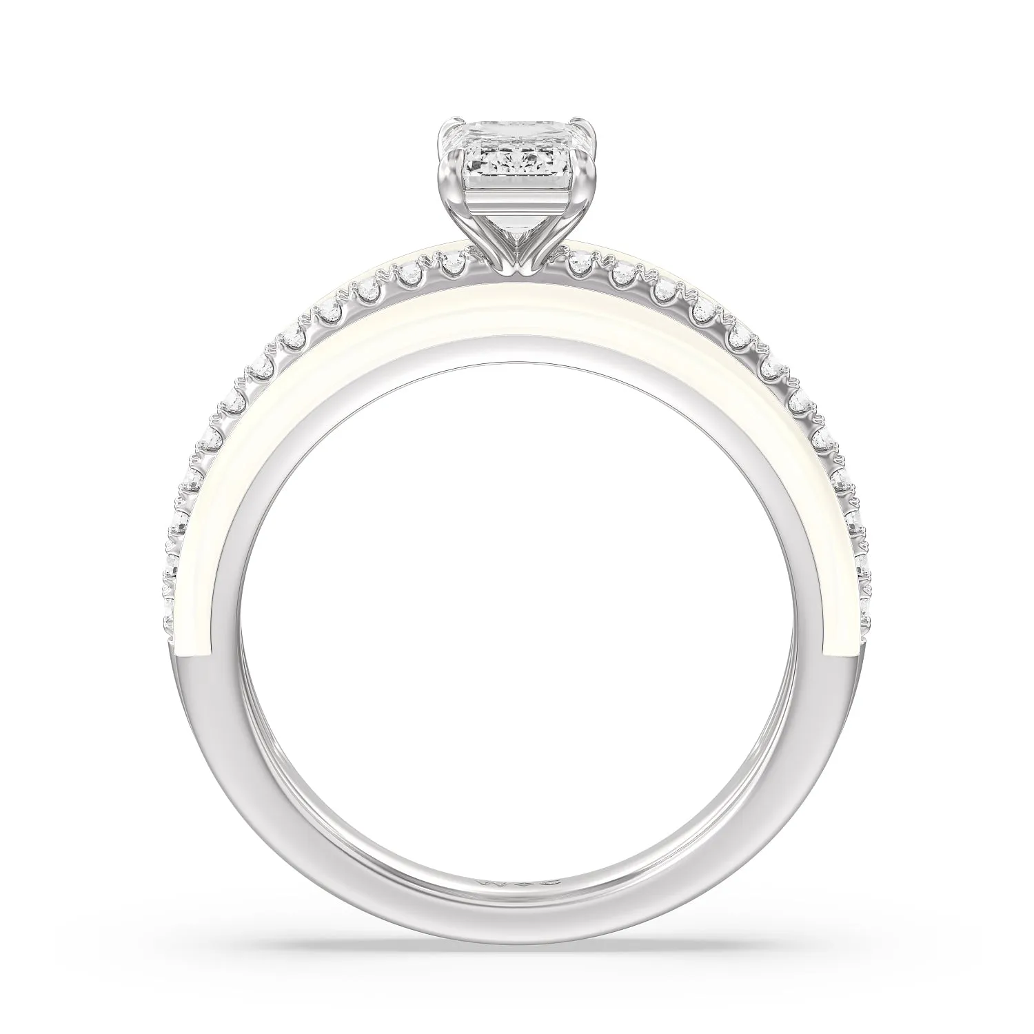 Three Layer Diamond Ring in Ceramic