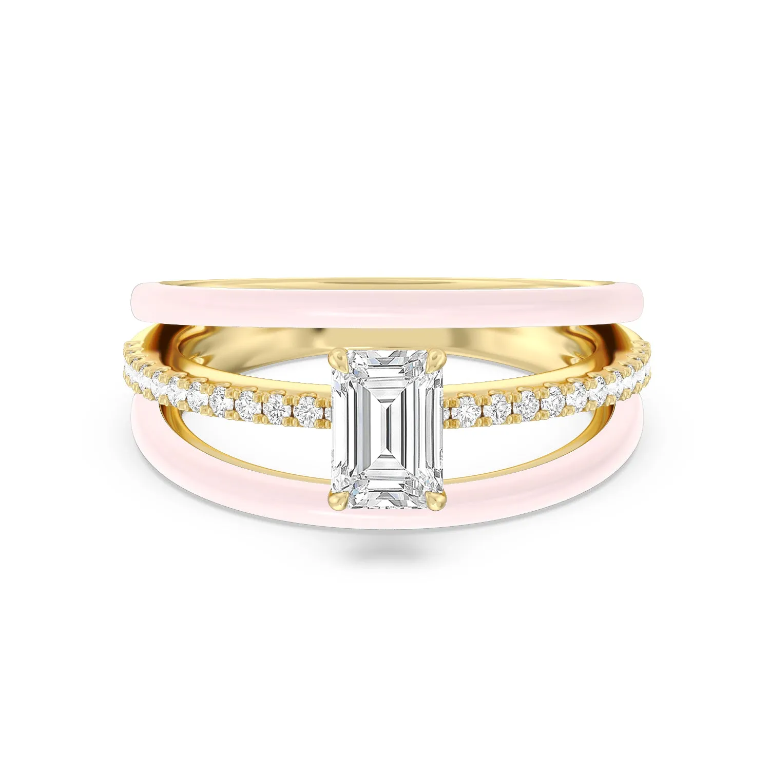 Three Layer Diamond Ring in Ceramic