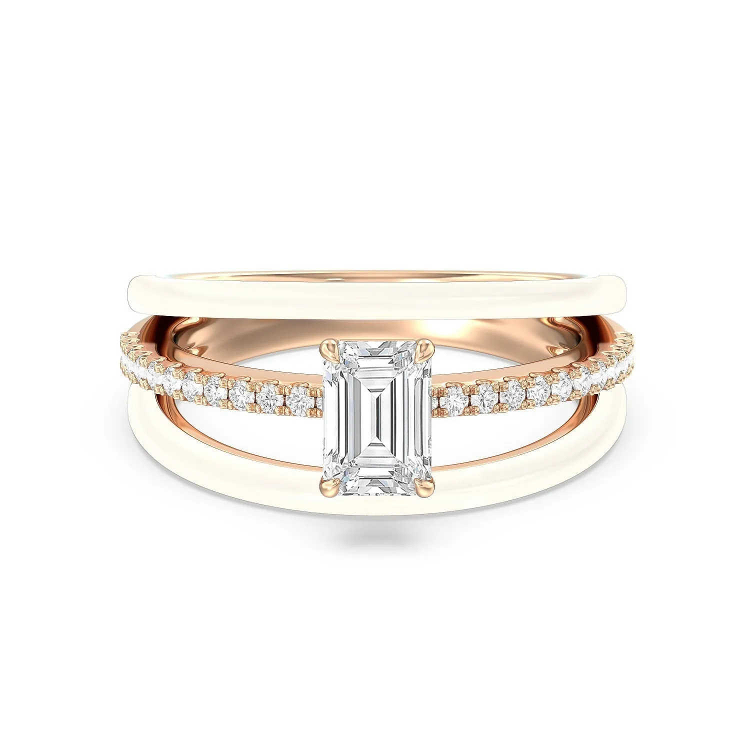 Three Layer Diamond Ring in Ceramic