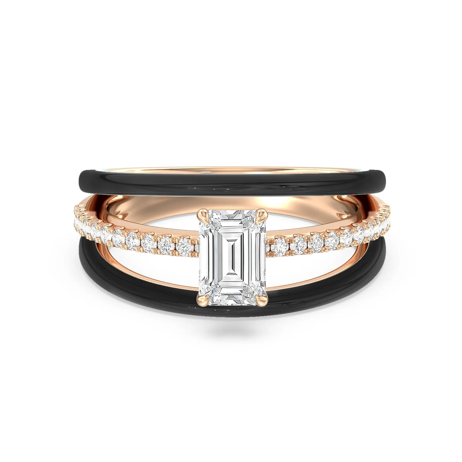 Three Layer Diamond Ring in Ceramic