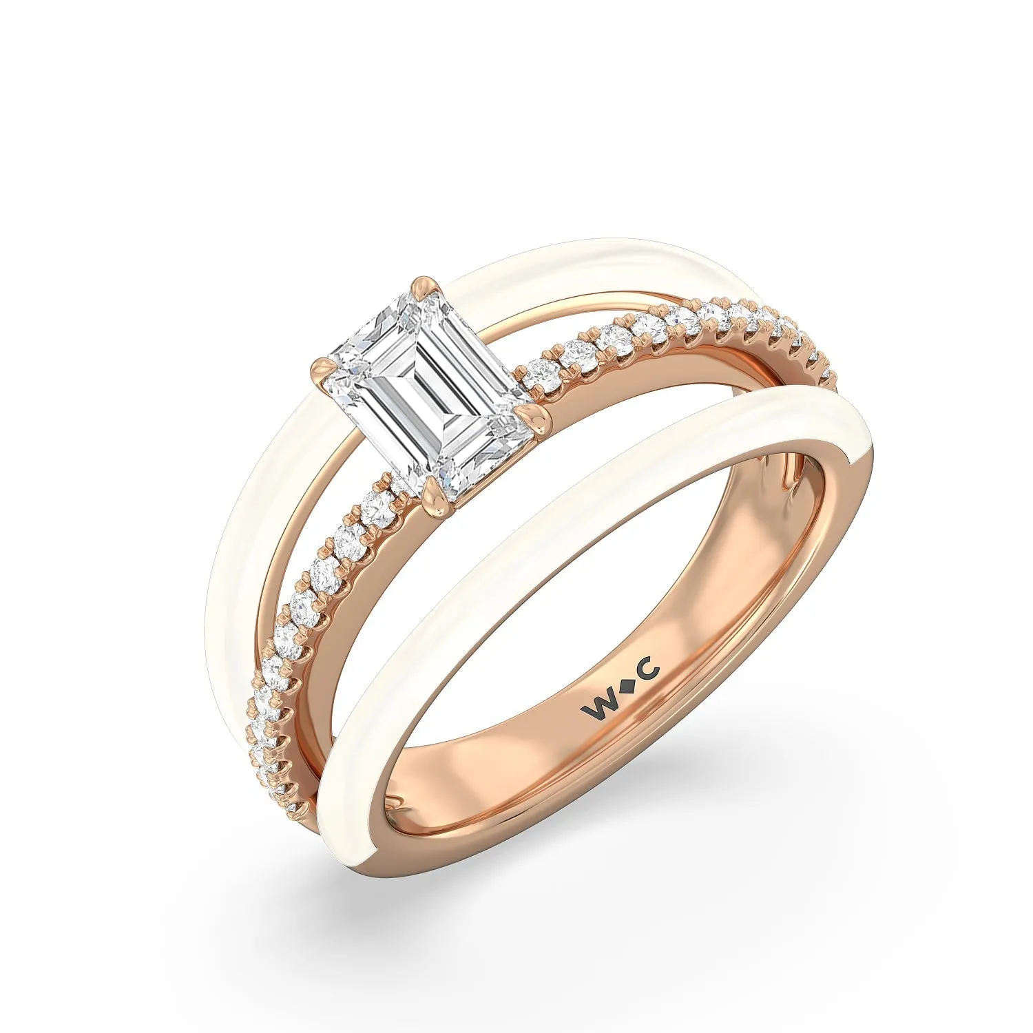 Three Layer Diamond Ring in Ceramic