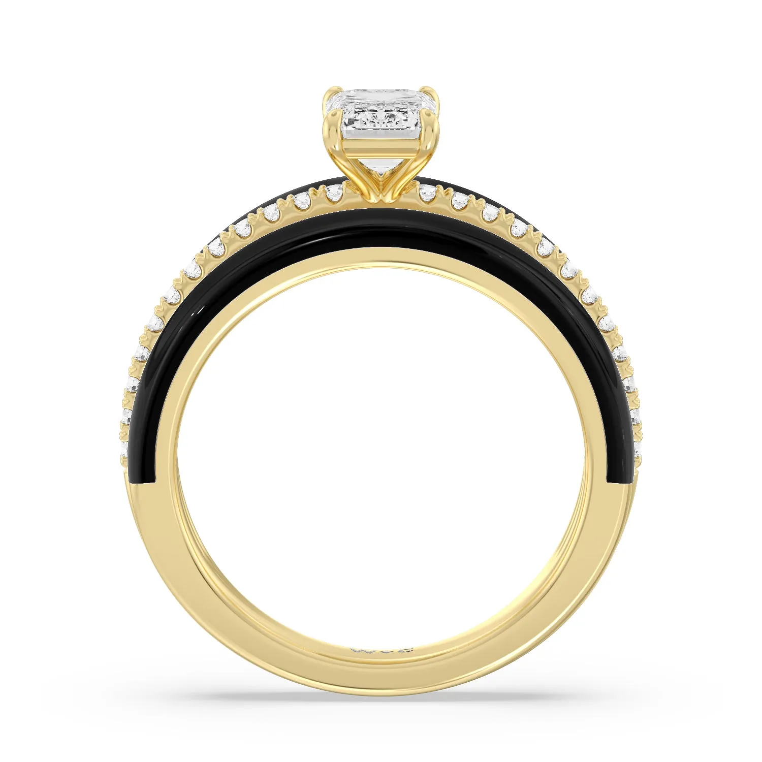 Three Layer Diamond Ring in Ceramic