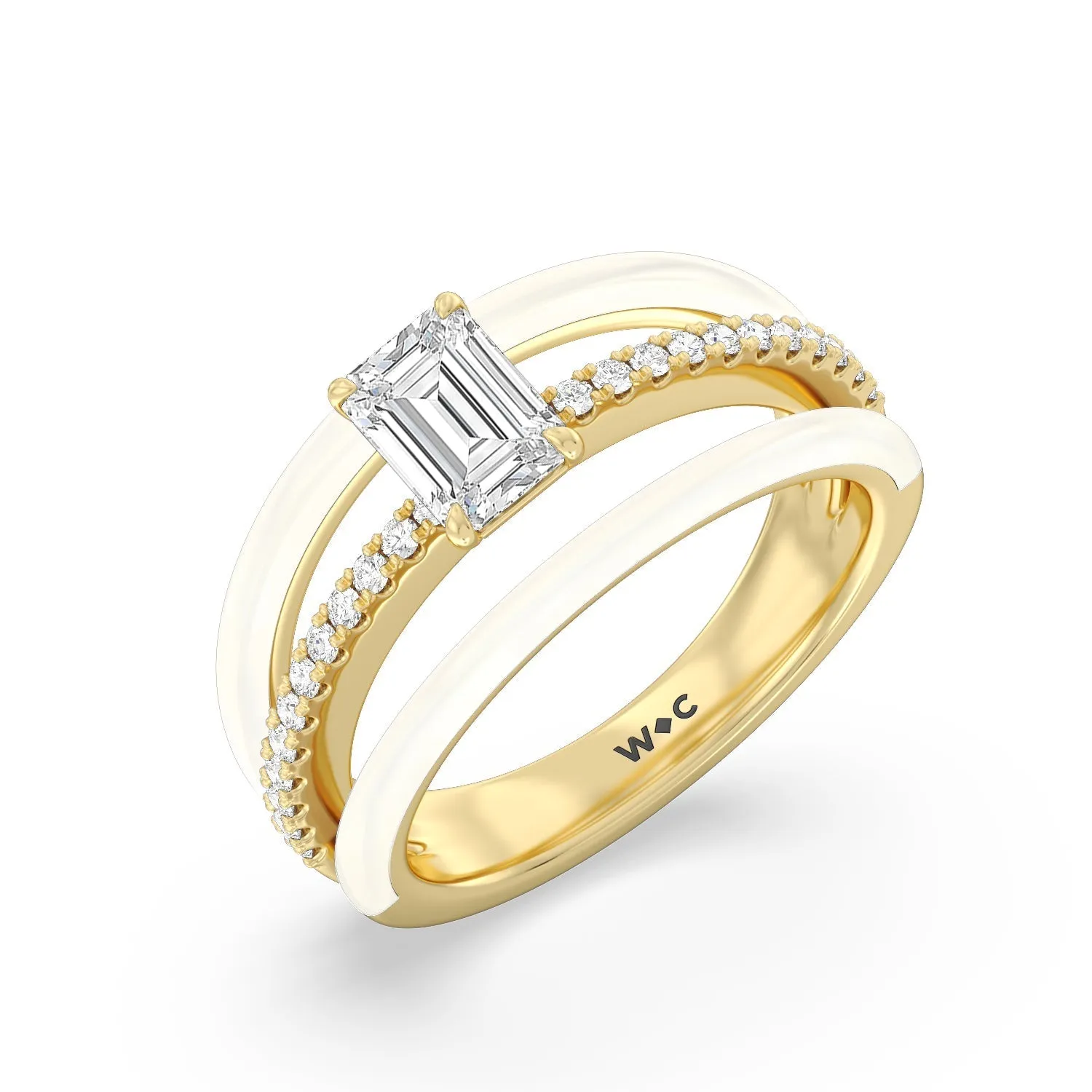 Three Layer Diamond Ring in Ceramic