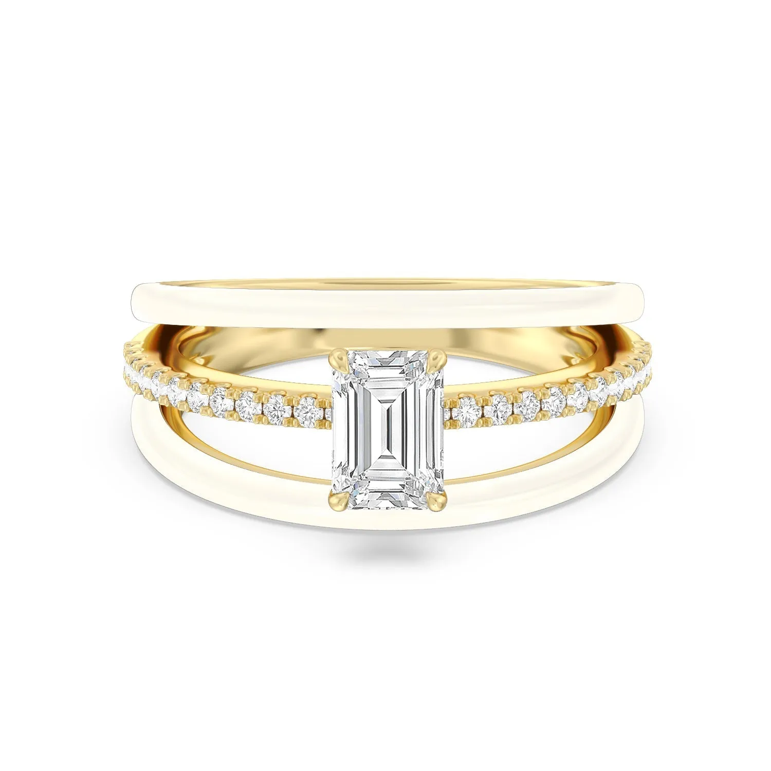 Three Layer Diamond Ring in Ceramic