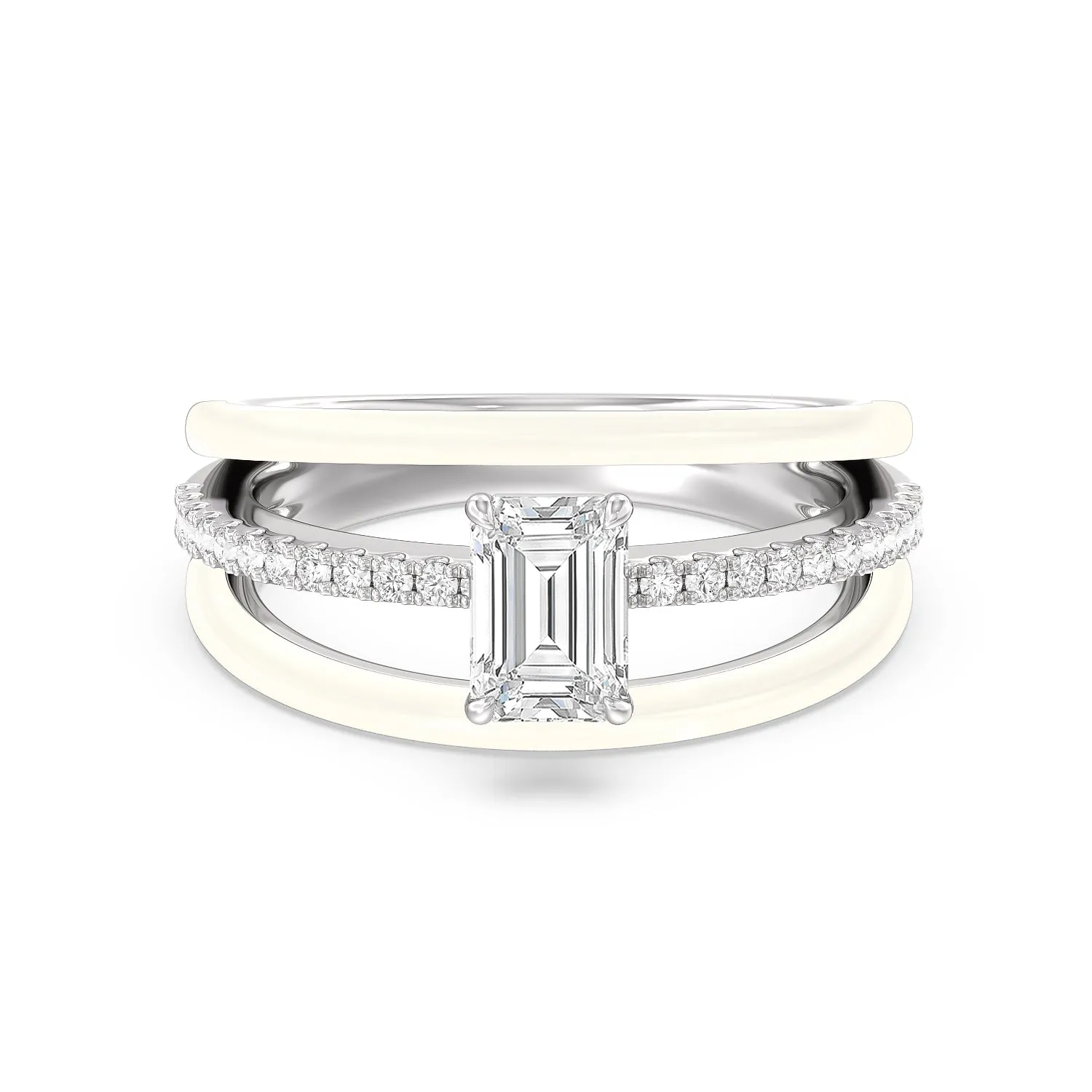 Three Layer Diamond Ring in Ceramic