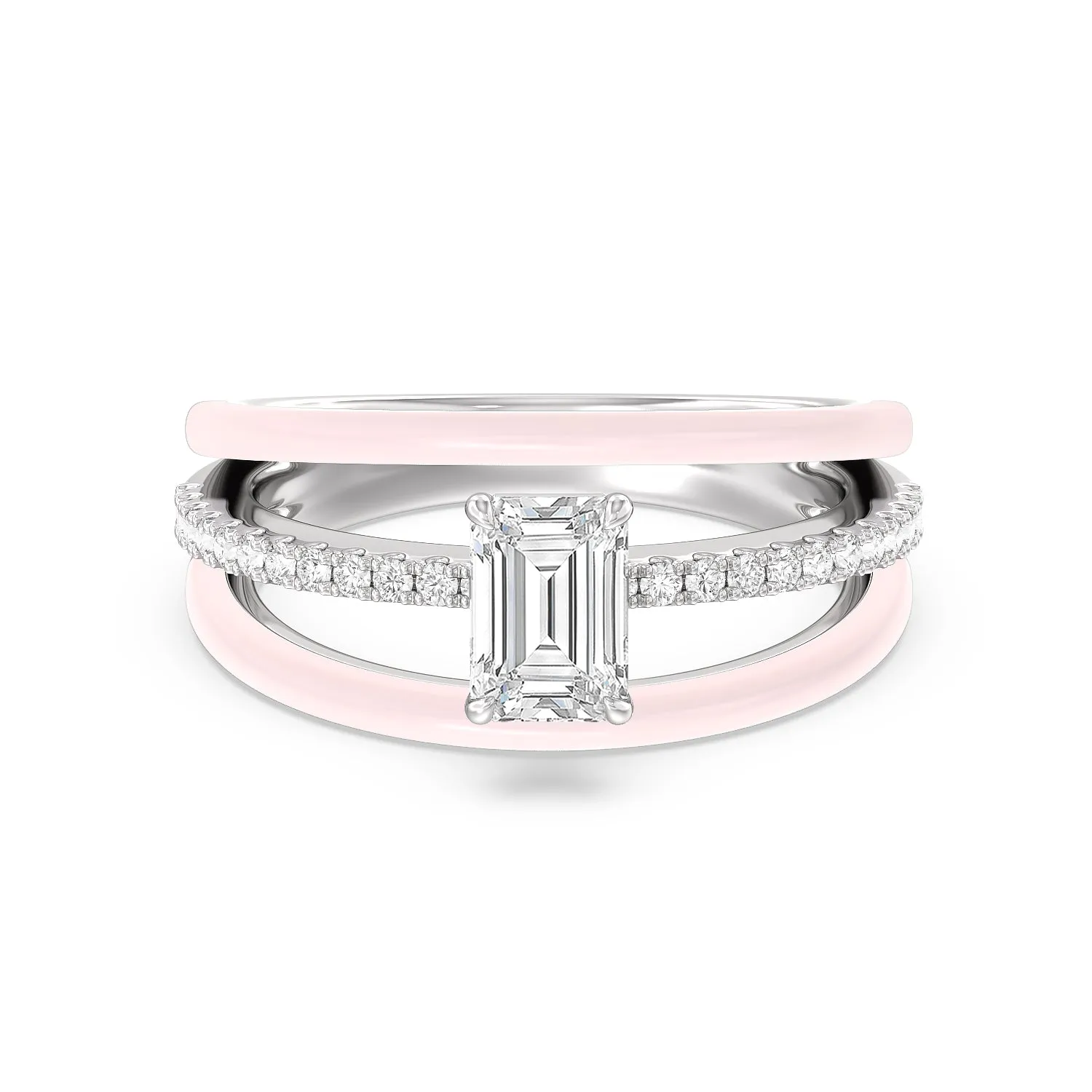 Three Layer Diamond Ring in Ceramic