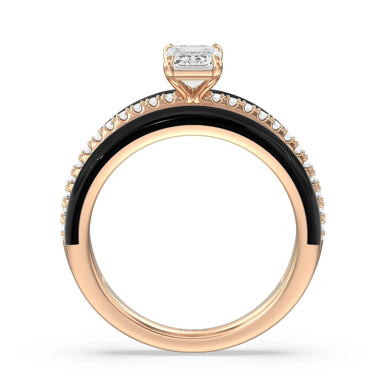 Three Layer Diamond Ring in Ceramic