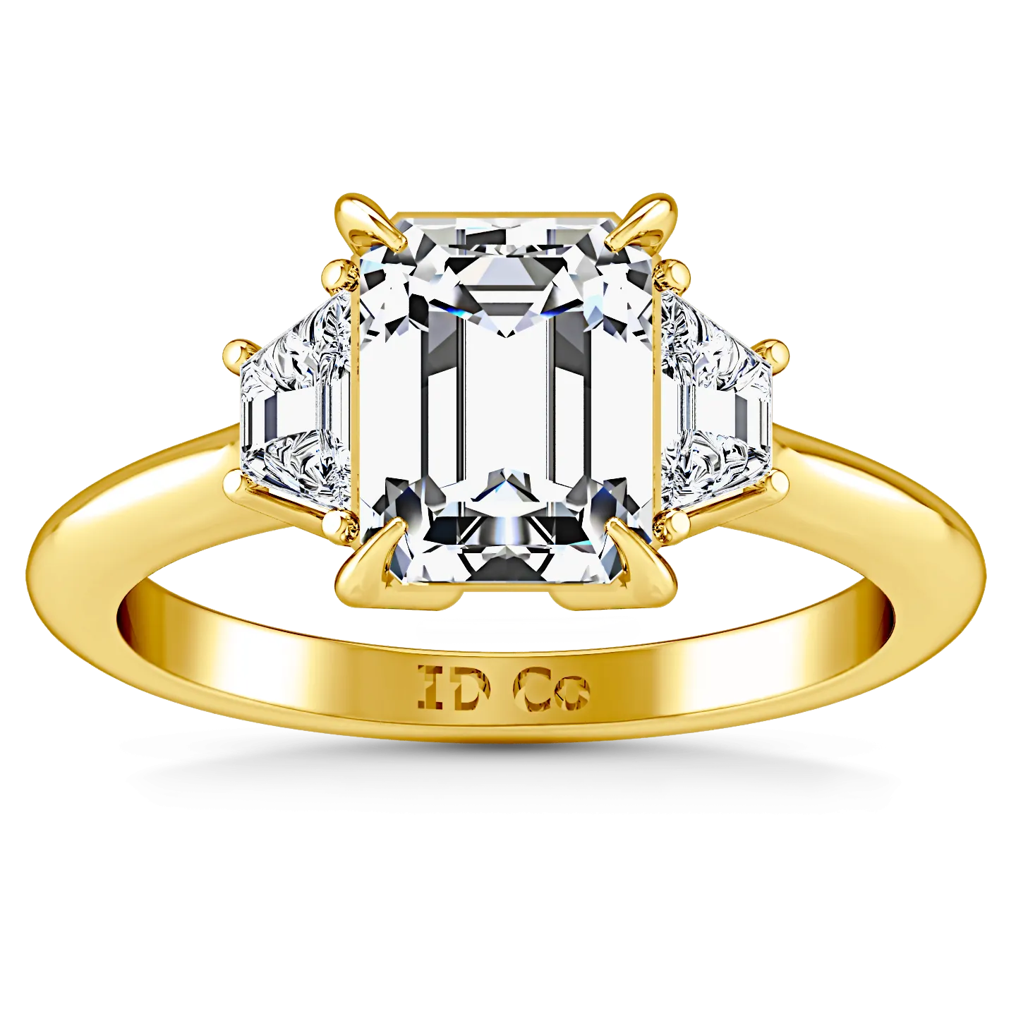 Three Stone Cushion Cut Engagement Ring Celesse 14K Yellow Gold