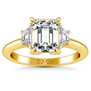 Three Stone Cushion Cut Engagement Ring Celesse 14K Yellow Gold