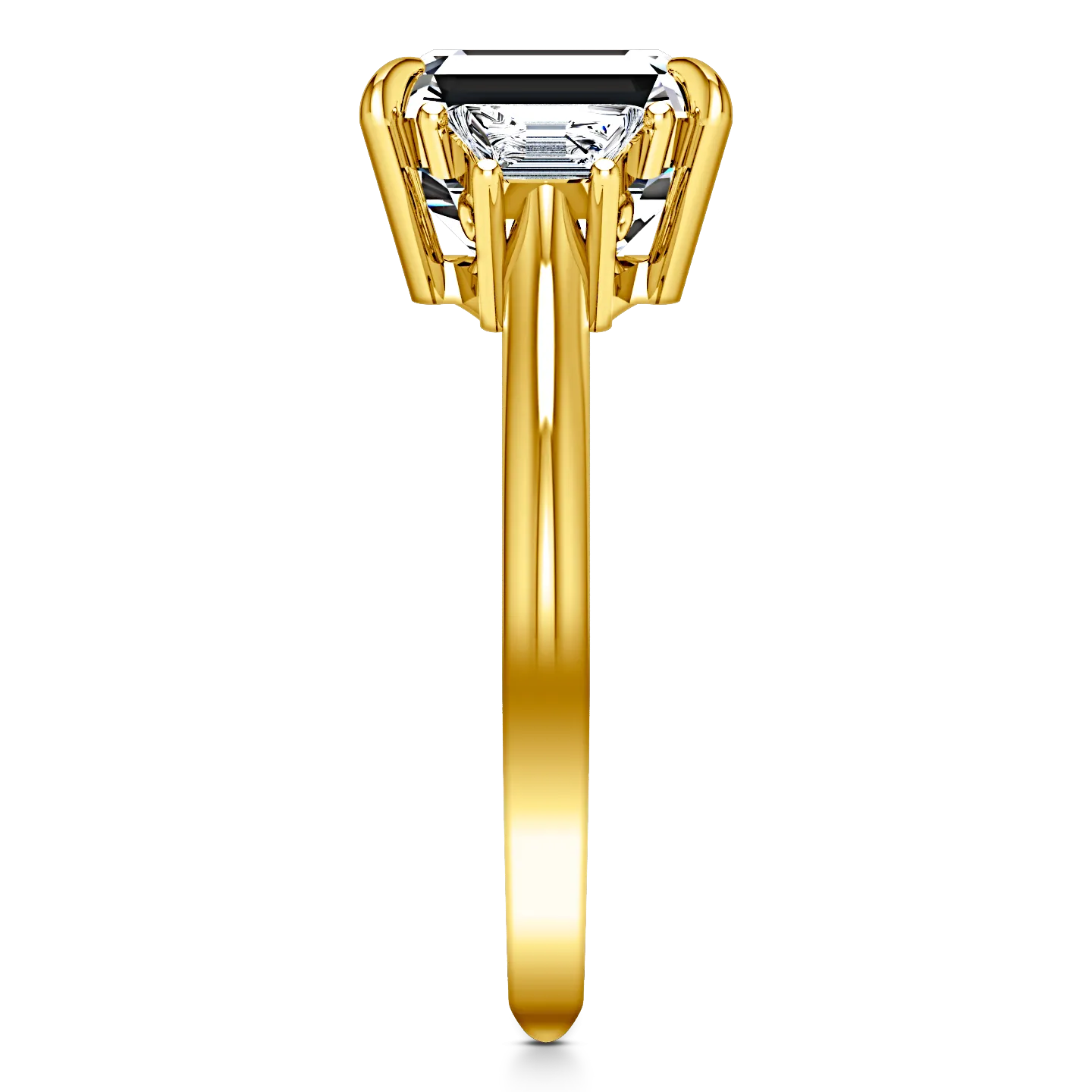 Three Stone Cushion Cut Engagement Ring Celesse 14K Yellow Gold