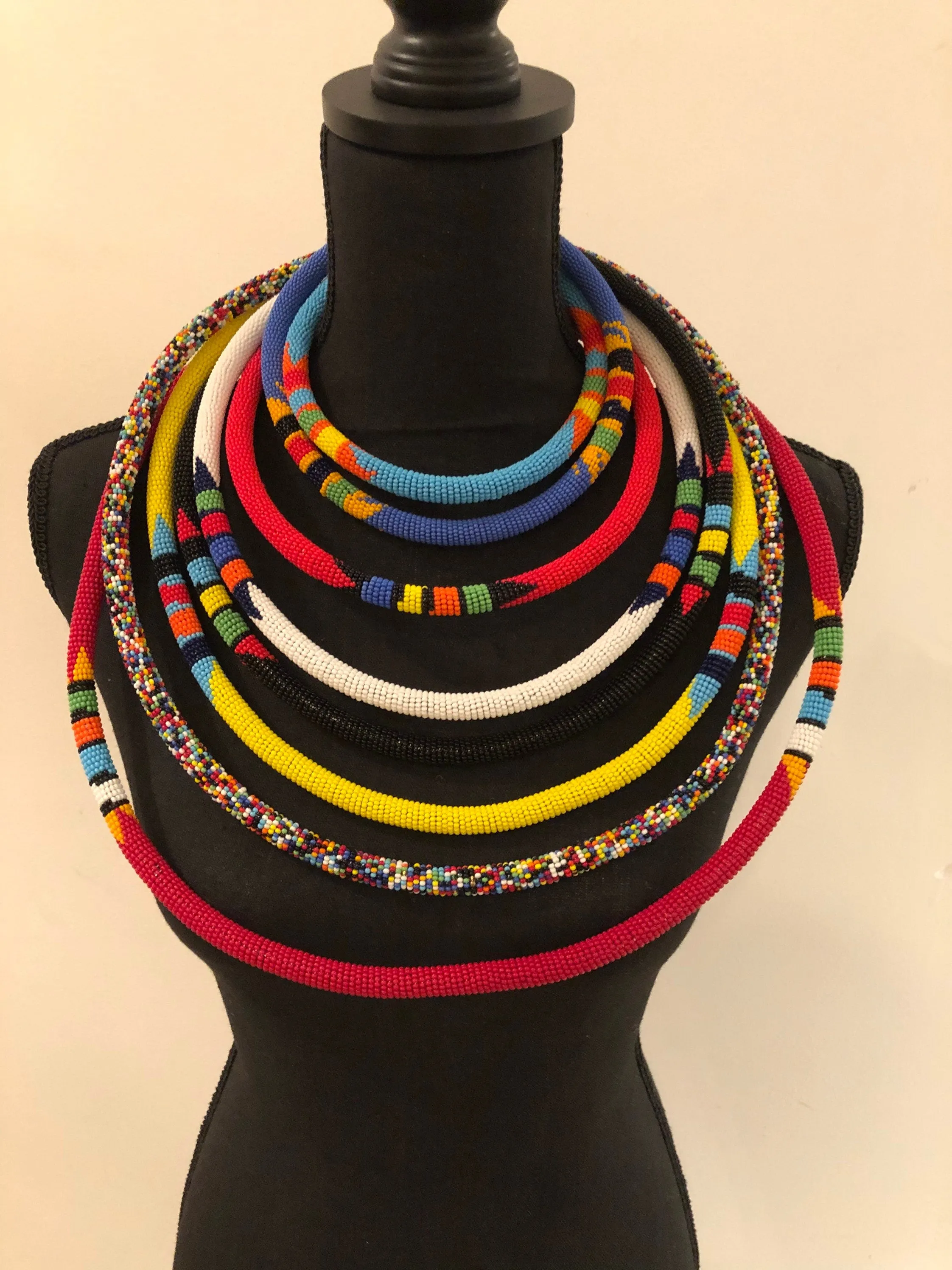 Tiye's Favorite 8-in-1 Empress Beaded Necklace | Multi Strand South African Zulu Beaded Necklace | Tribal & Ethnic | Afrocentric