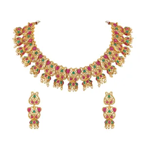 Traditional Green & Pink Necklace Set