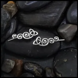 Trinity Scroll Ear Climber in Silver