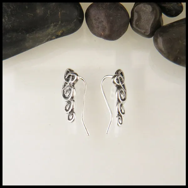 Trinity Scroll Ear Climber in Silver