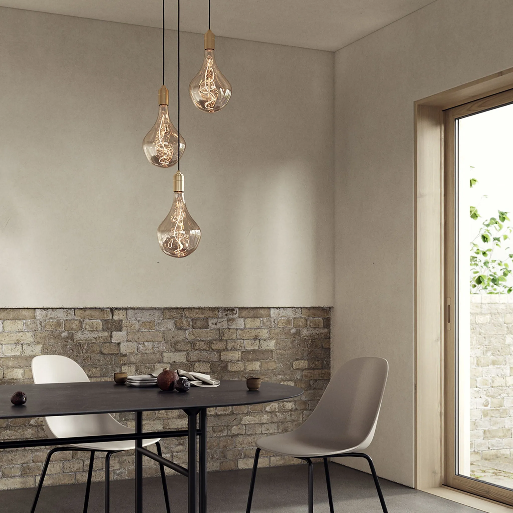 Triple Pendant in Walnut   Voronoi II - Black Canopy