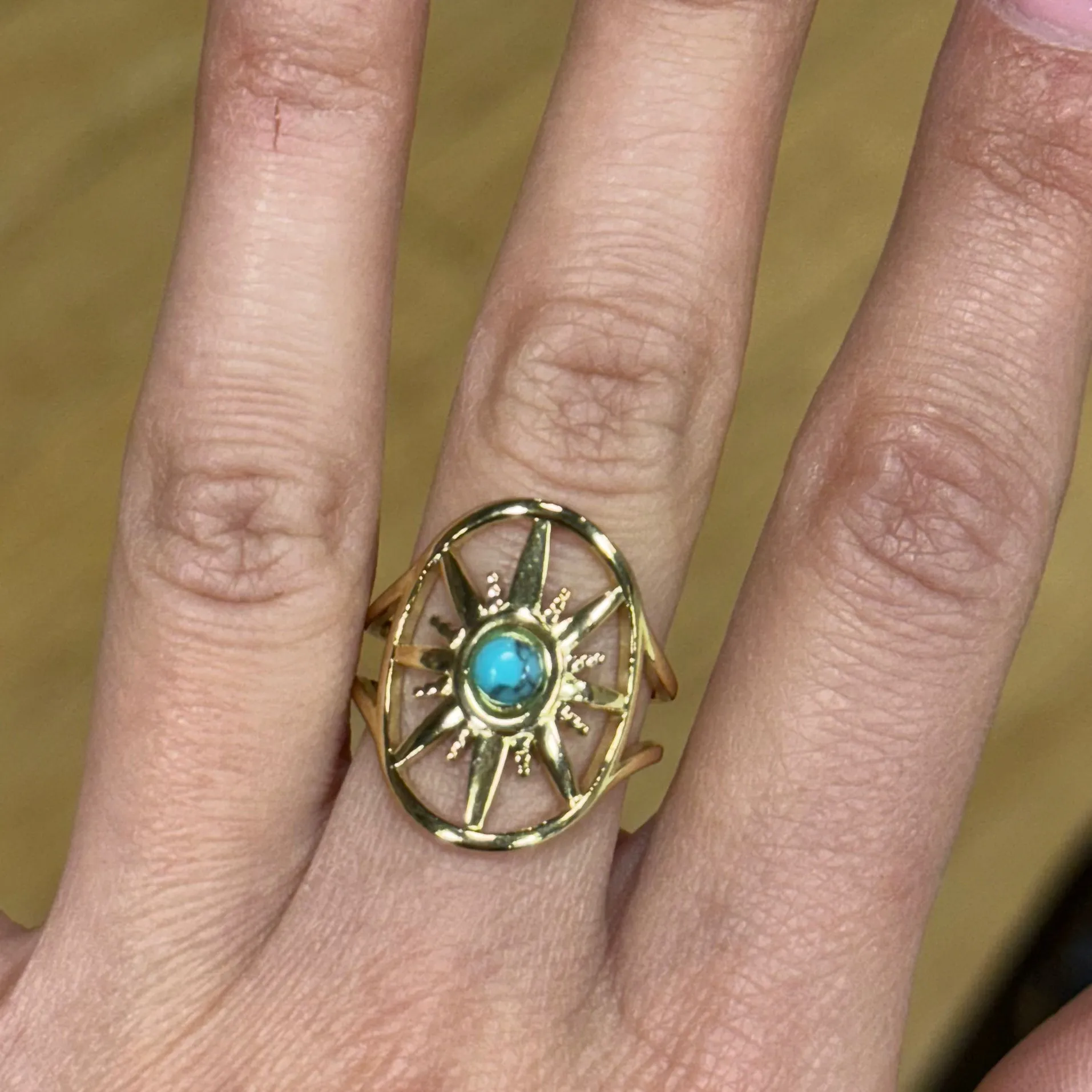 Turquoise Boho Queen Ring