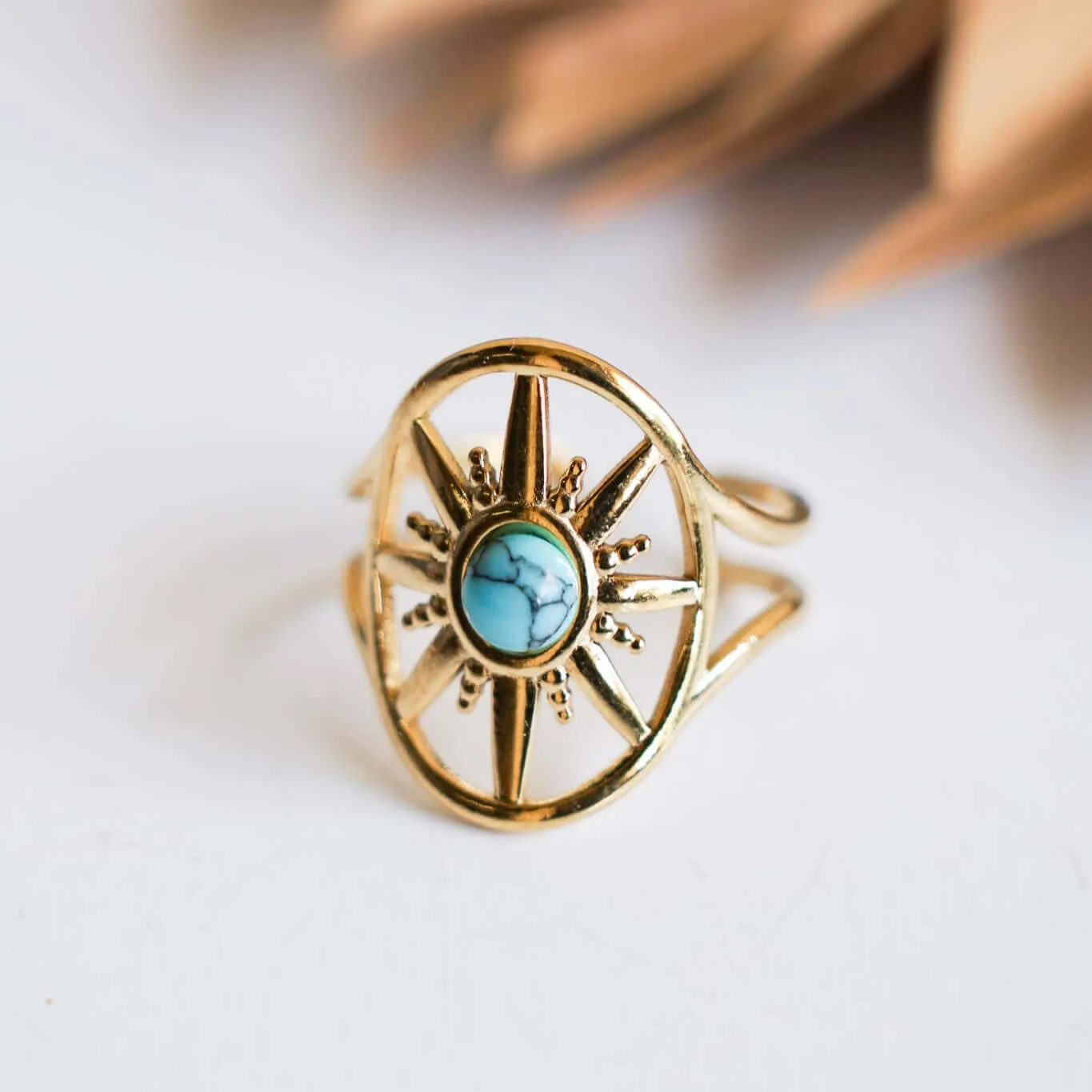 Turquoise Boho Queen Ring