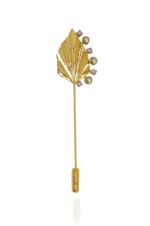 Una Lapel Pin in Purple Swarovski & Pearls