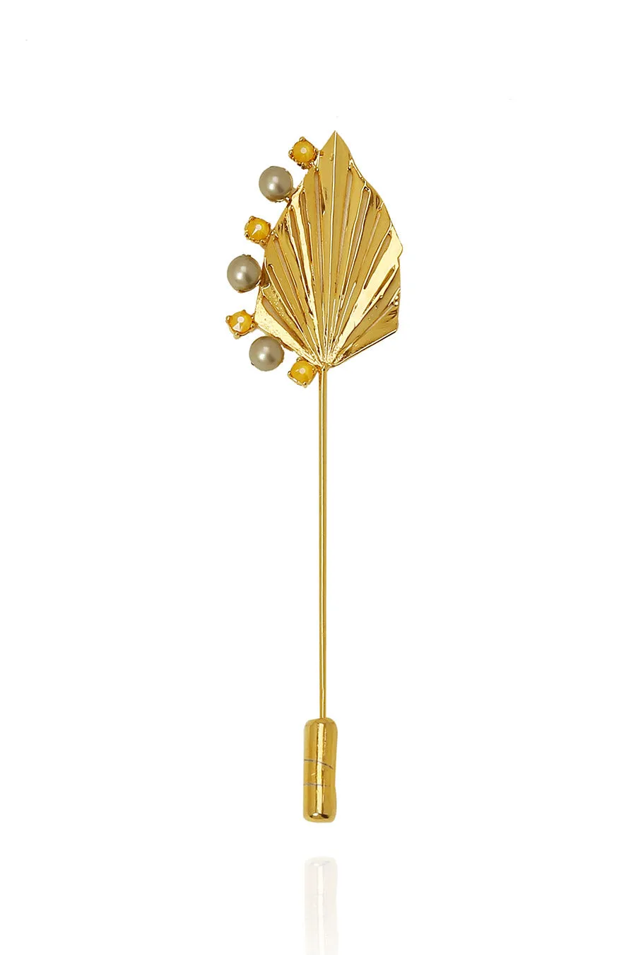 Una Lapel Pin in Yellow Swarovski & Pearls