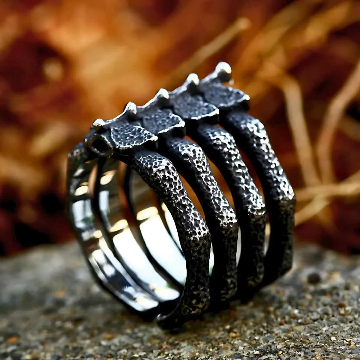 Unisex Dark Skeleton Ring