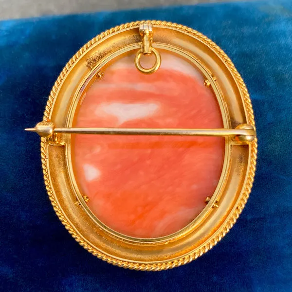 Victorian Carved Coral Cameo Pin
