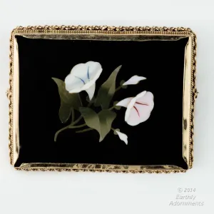 Victorian Pietra Dura large brooch/pendant set in 14k yellow gold. pnfn107(e)