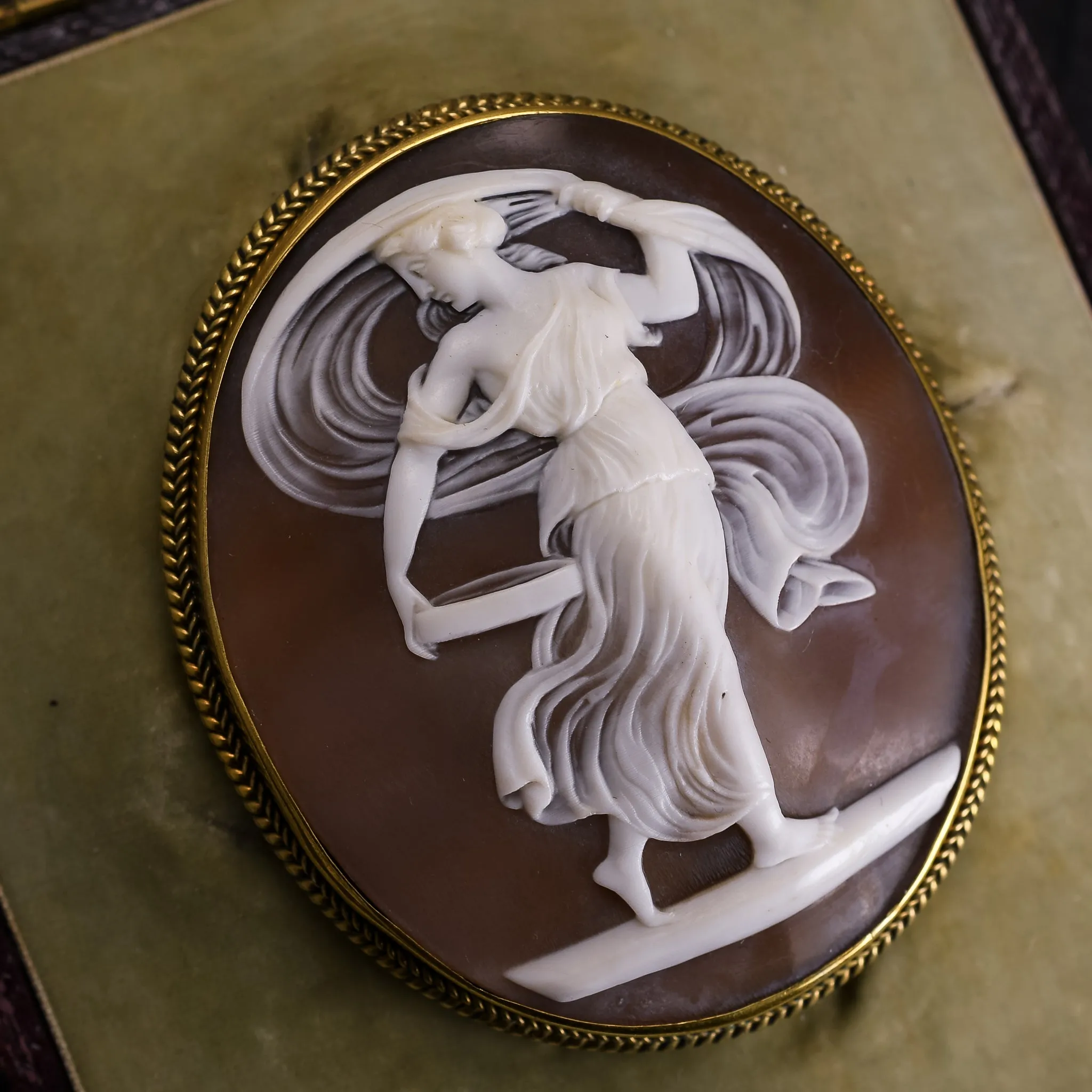Victorian "The Dancing Muse" Cameo Brooch
