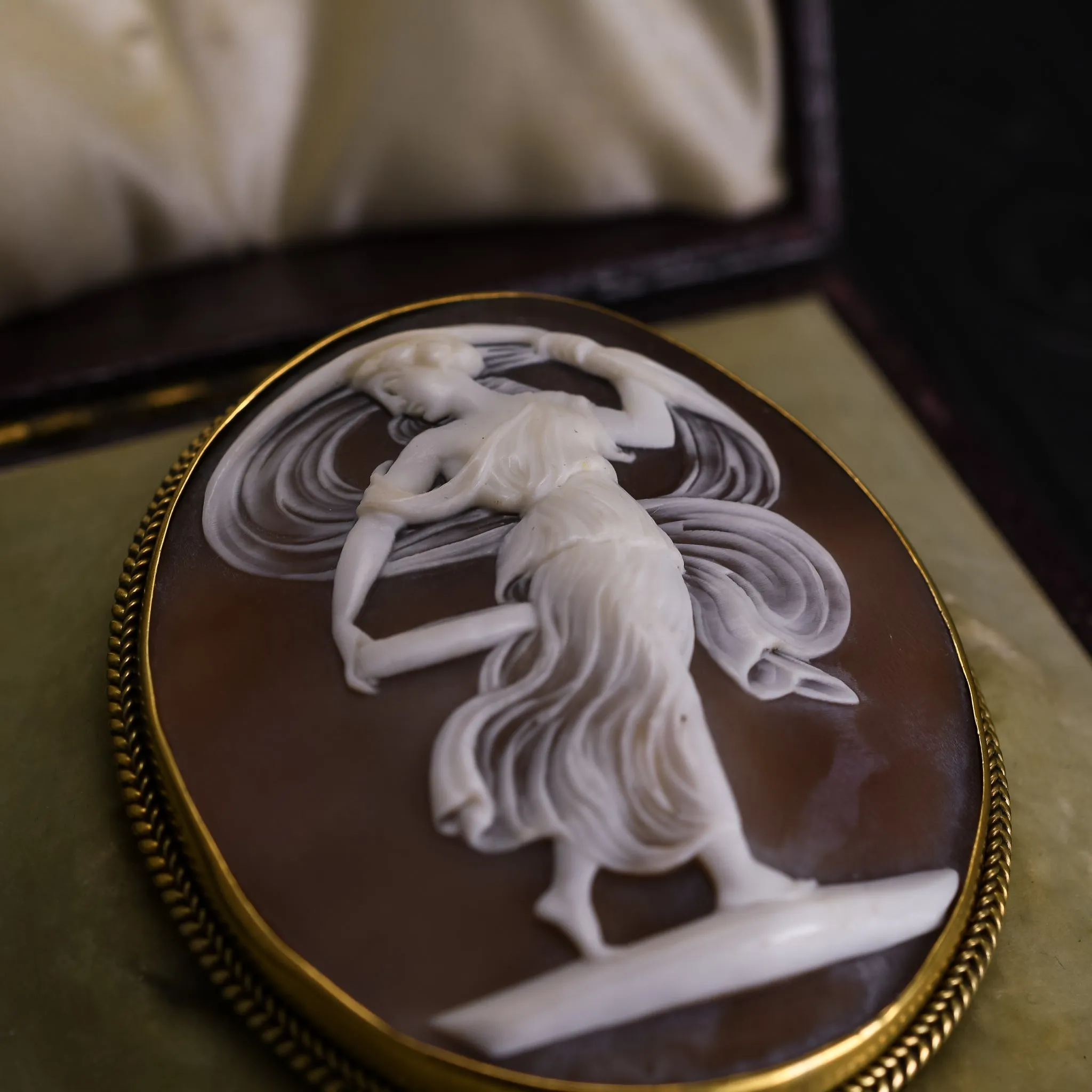 Victorian "The Dancing Muse" Cameo Brooch