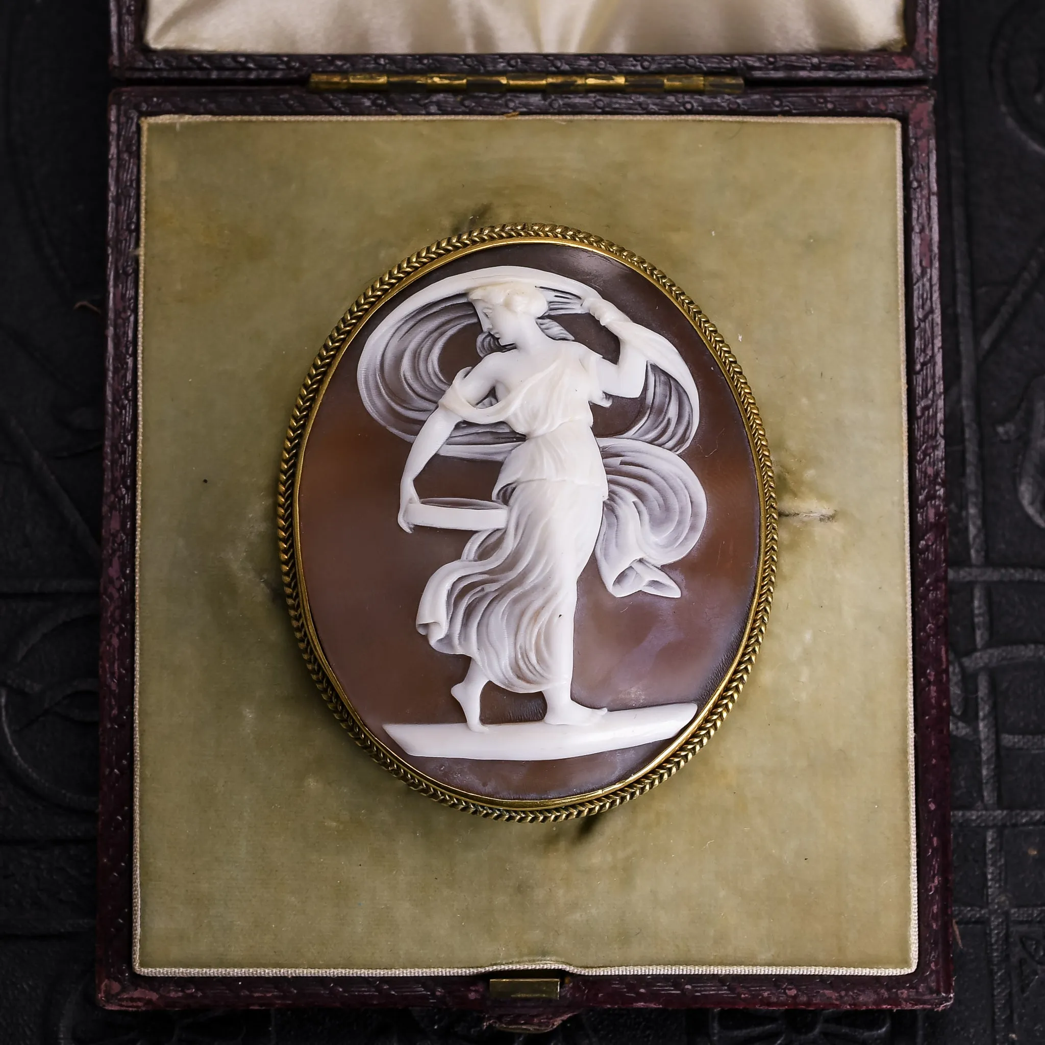 Victorian "The Dancing Muse" Cameo Brooch