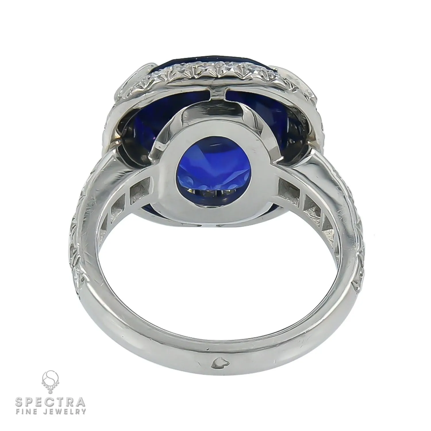 Vintage 9.57ct Burmese Sapphire Diamond Halo Cocktail Ring