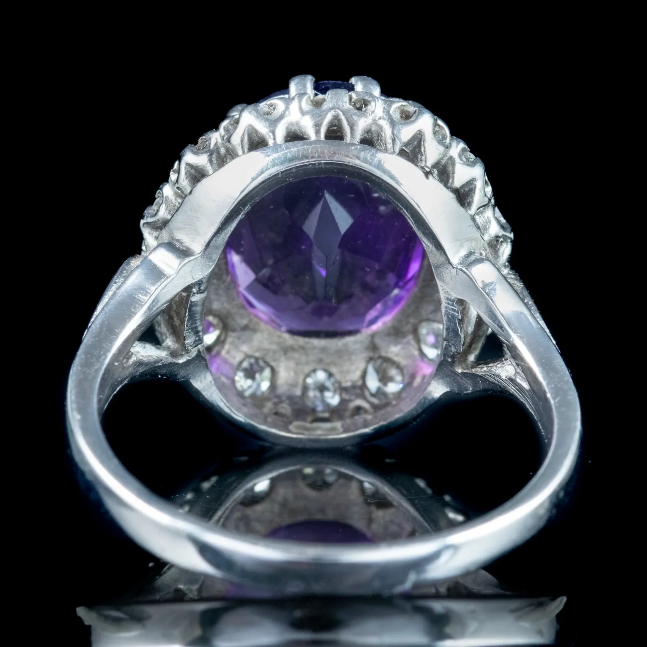 Vintage Amethyst Diamond Cluster Ring 4.5ct Amethyst