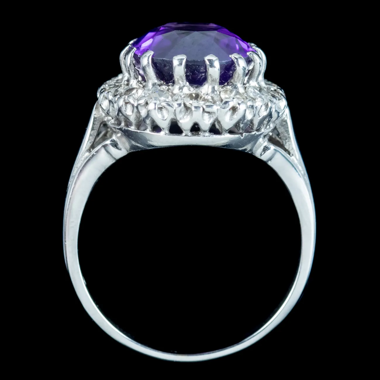 Vintage Amethyst Diamond Cluster Ring 4.5ct Amethyst
