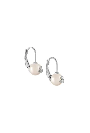 Vivienne Westwood Cream Pearl Gia Drop Earrings Platinum Plated